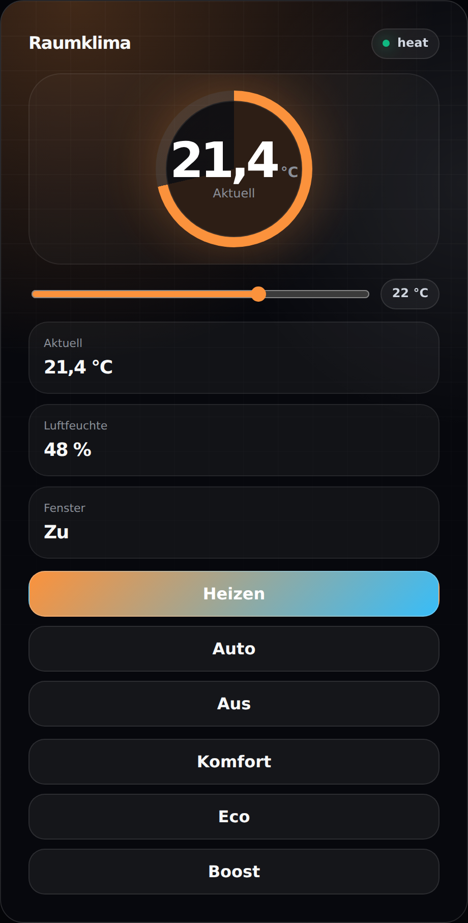JustSmart Thermostat Card